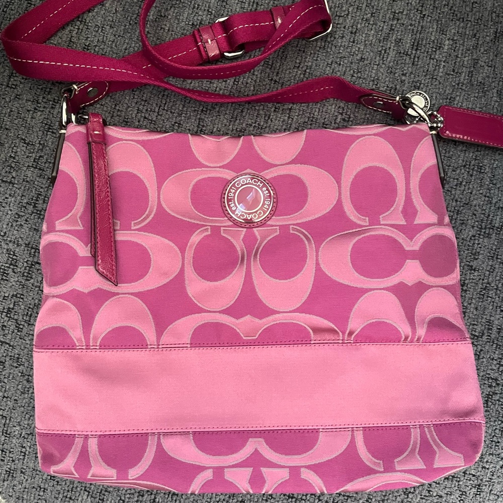 Coach Two-Tone Pink Signature Crossbody Bag